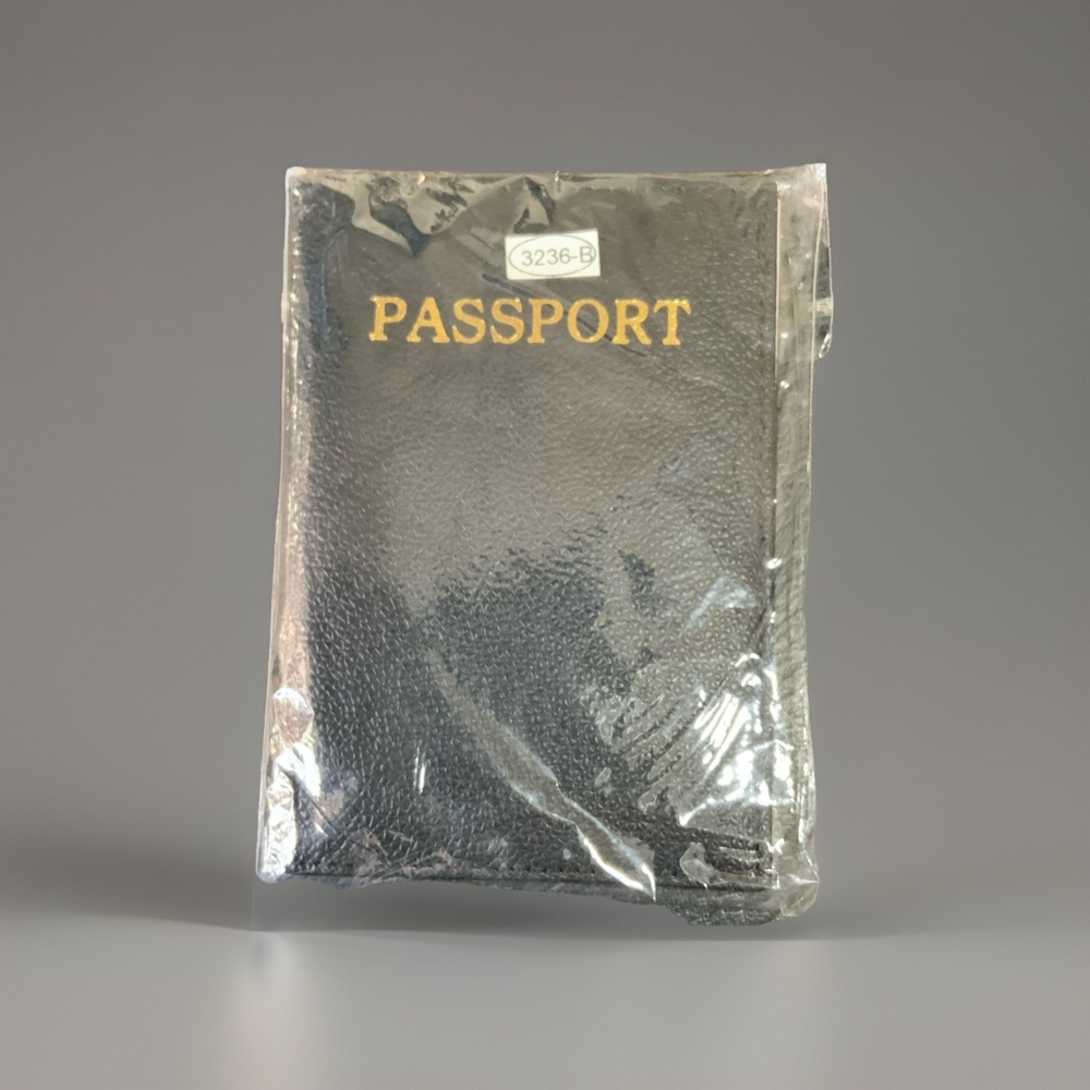Unbranded Black Pebbled Passport Book Cover Travel Wallet Document Organizer